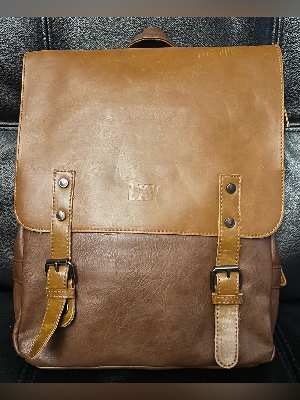 LEATHER BACKPACK Bag Vintage Laptop Bookbag Purse Bookbag Daypack Brown By LXY